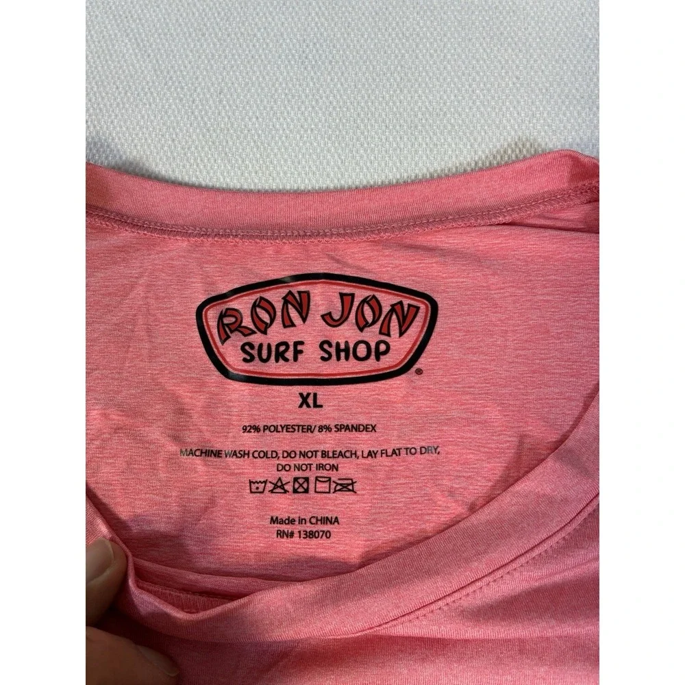 Ron Jon Surf Shop Performance Long Sleeve Shirt Mens XL Pink UPF 50‎ Rash Guard